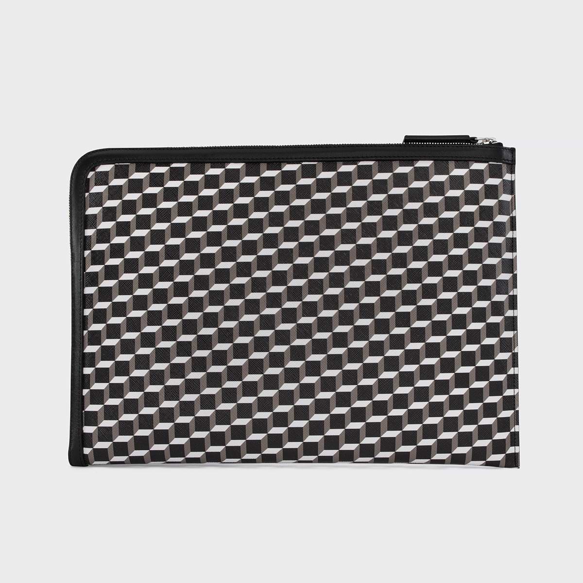 Pierre Hardy POCHETTE ORDINATEUR, toile enduite cube et cuir de veau noir, vue 3