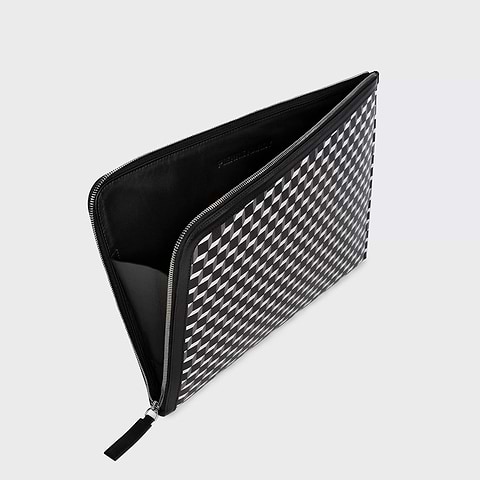 Pierre Hardy POCHETTE ORDINATEUR, toile enduite cube et cuir de veau noir, vue 2