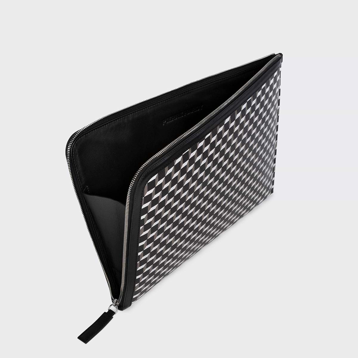 Pierre Hardy POCHETTE ORDINATEUR, toile enduite cube et cuir de veau noir, vue 2