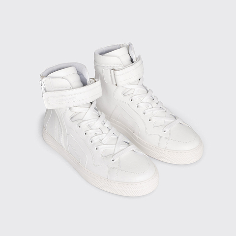 Pierre Hardy 012 HIGH-TOP SNEAKERS, white calfskin, view 2