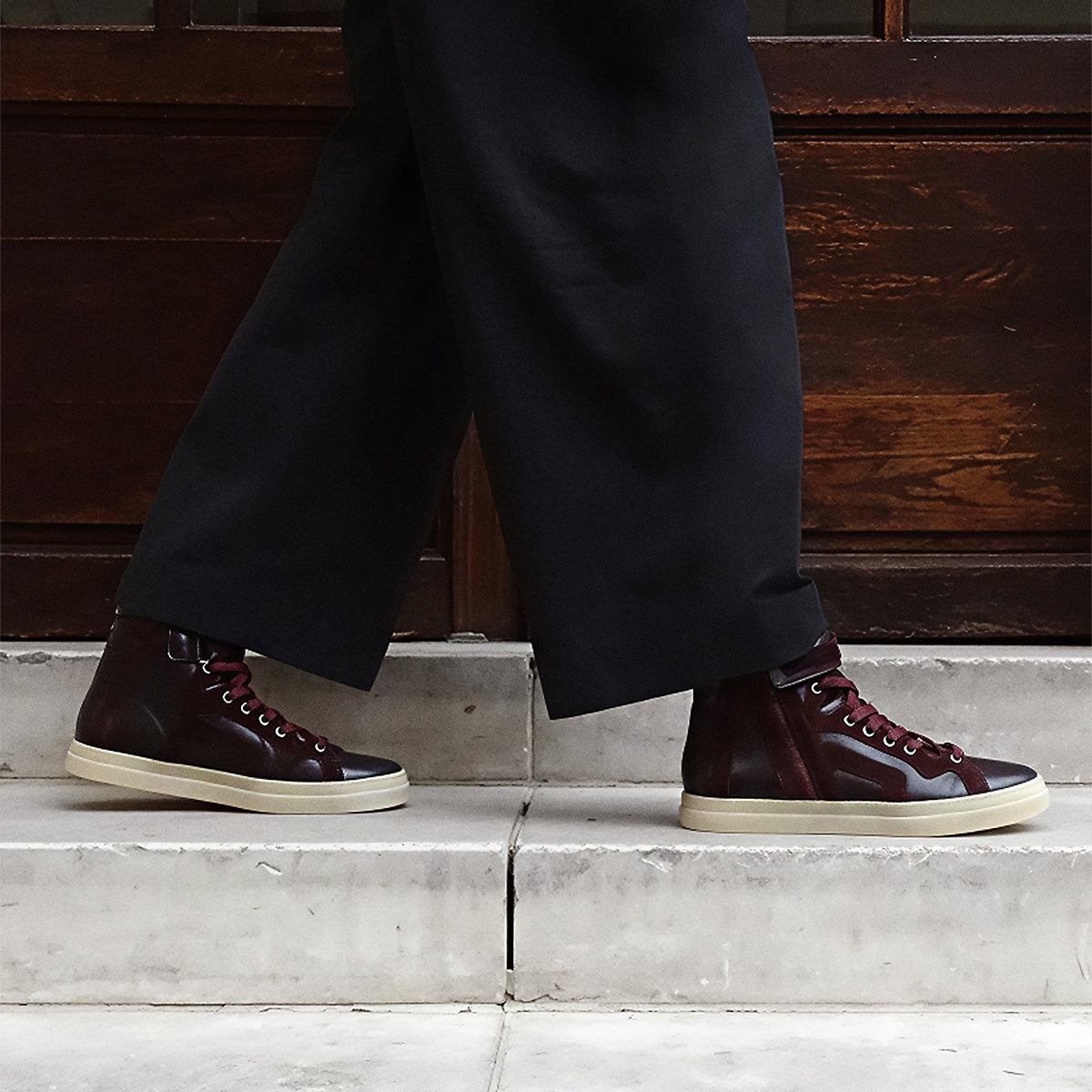 Pierre Hardy 112 HIGH-TOP SNEAKERS, burgundy calfskin and burgundy suede calfskin, view 6