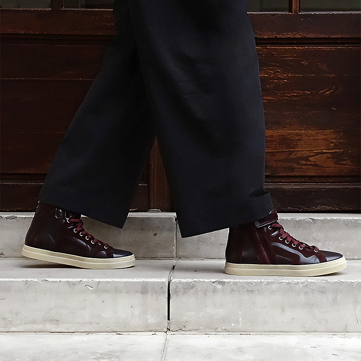 Pierre Hardy 112 HIGH-TOP SNEAKERS, burgundy calfskin and burgundy suede calfskin, view 6