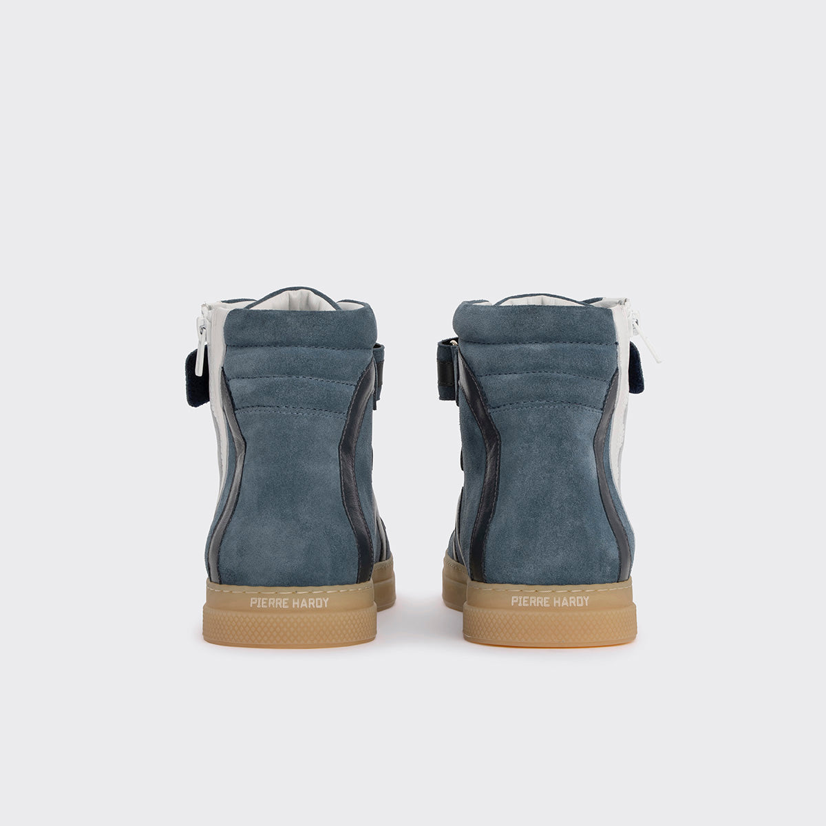 Pierre Hardy 112 HIGH-TOP SNEAKERS, denim blue suede calfskin and white & navy blue calfskin, view 8