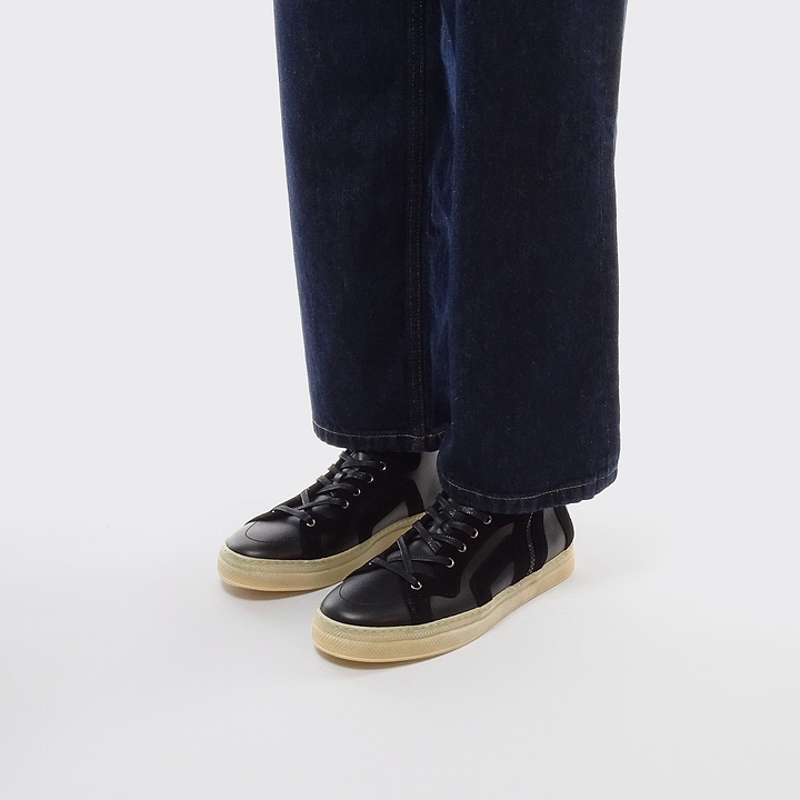 Pierre Hardy 112 HIGH-TOP SNEAKERS, black calfskin and black suede calfskin, view 5