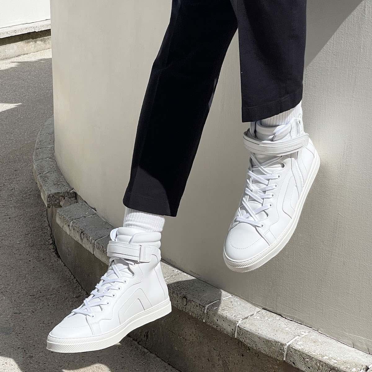 Pierre Hardy 112 HIGH-TOP SNEAKERS, white calfskin, view 5
