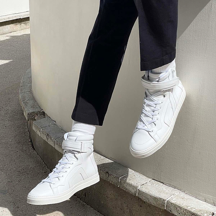 Pierre Hardy 112 HIGH-TOP SNEAKERS, white calfskin, view 5