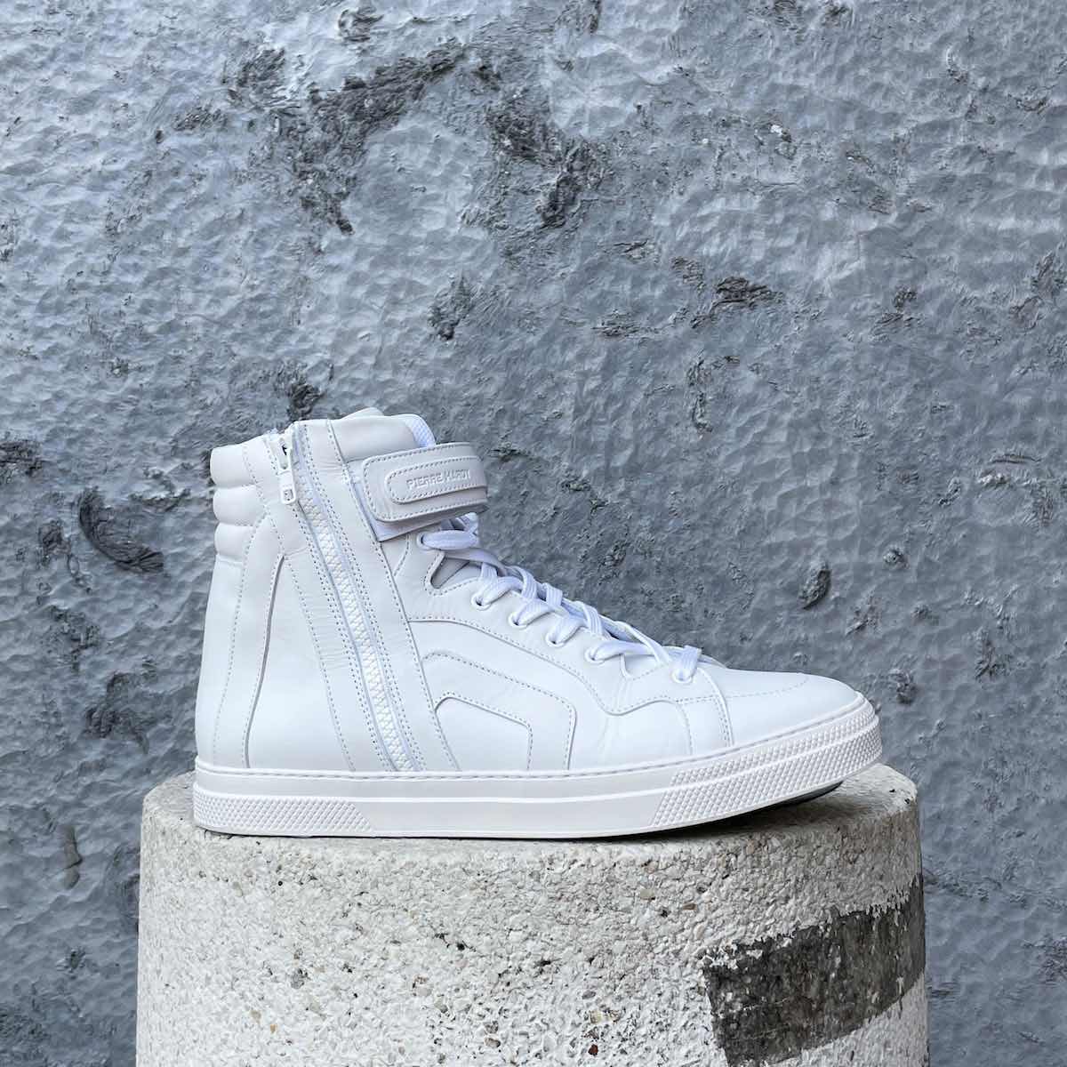 Pierre Hardy 112 HIGH-TOP SNEAKERS, white calfskin, view 4