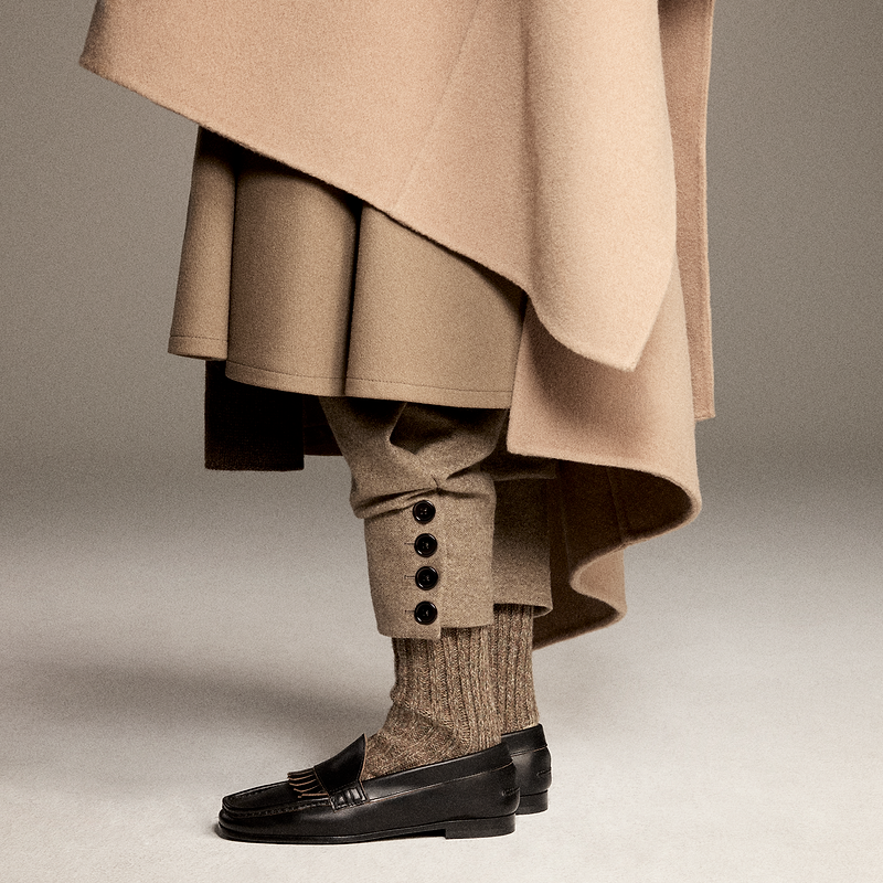 Burgundy loafer and wool socks