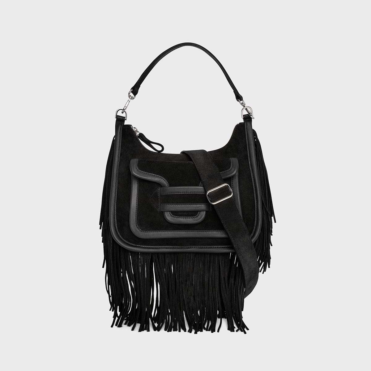 Pierre Hardy ALPHA DAY MISS TEXASBAG, black suede calfskin and black lambskin