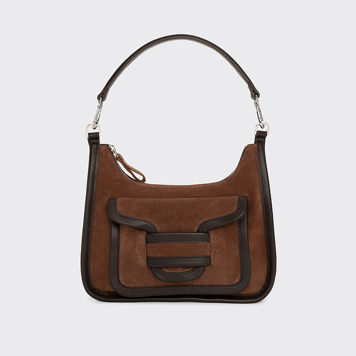 Pierre Hardy ALPHA DAY MISS BAG, brown suede calfskin and brown calfskin, view 7