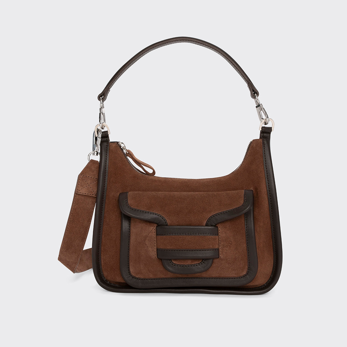Pierre Hardy ALPHA DAY MISS BAG, brown suede calfskin and brown calfskin