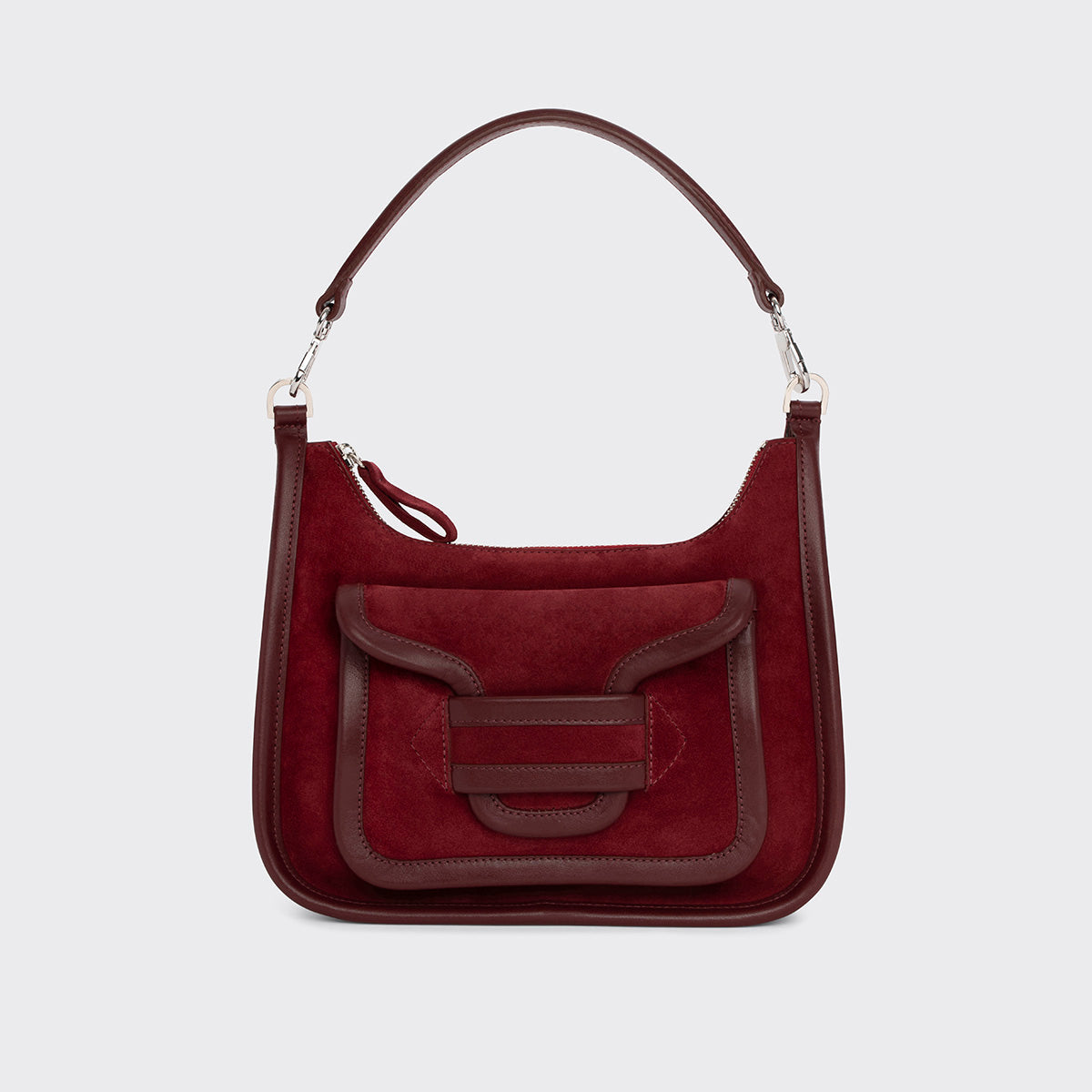 Pierre Hardy ALPHA DAY MISS BAG, carmine red suede calfskin and burgundy calfskin, view 5