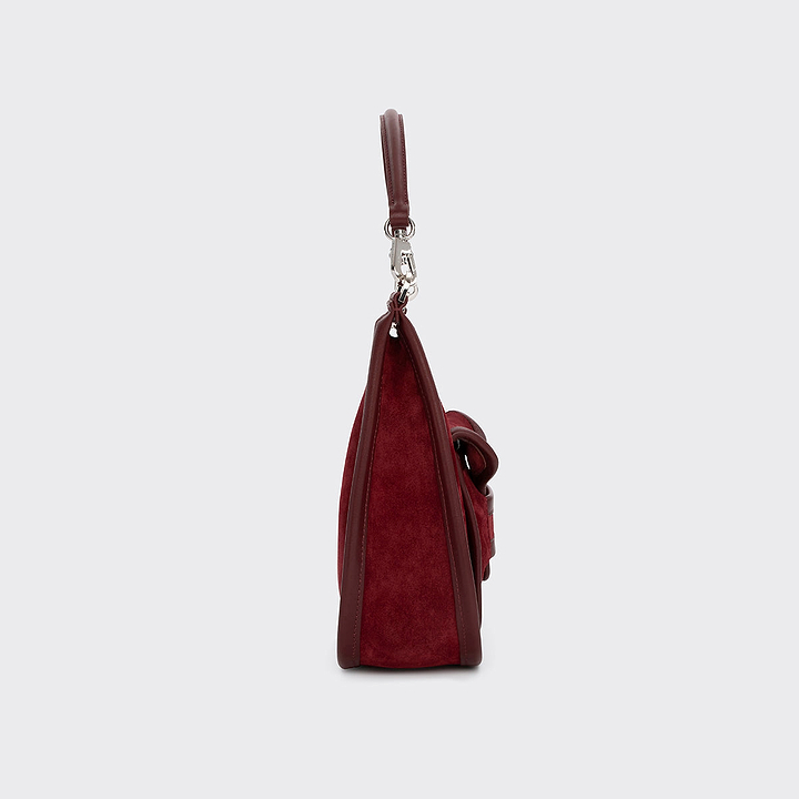 Pierre Hardy ALPHA DAY MISS BAG, carmine red suede calfskin and burgundy calfskin, view 4