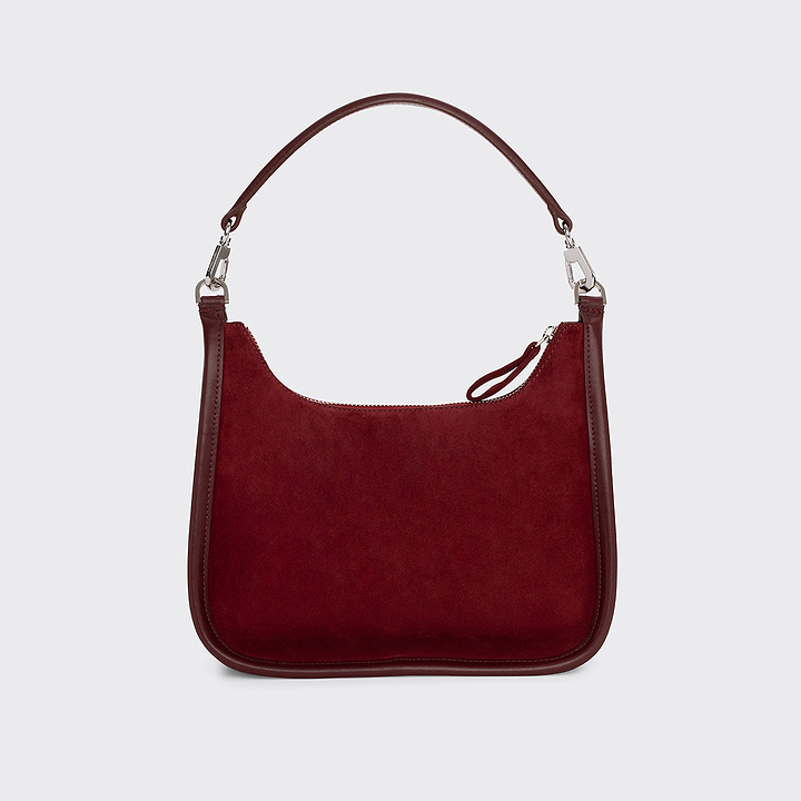 Pierre Hardy ALPHA DAY MISS BAG, carmine red suede calfskin and burgundy calfskin, view 6