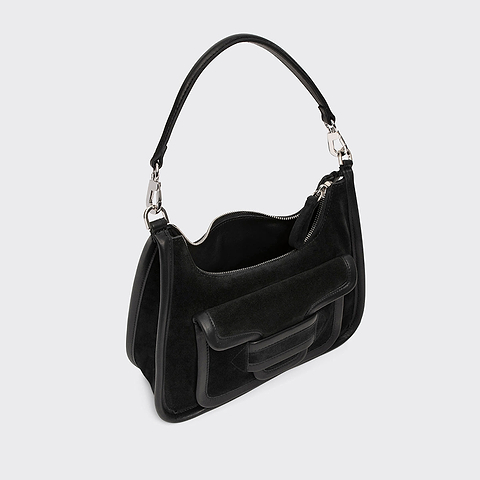 Pierre Hardy ALPHA DAY MISS BAG, black suede calfskin and black lambskin, view 2