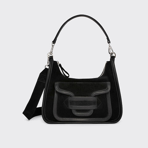 Pierre Hardy ALPHA DAY MISS BAG, black suede calfskin and black lambskin