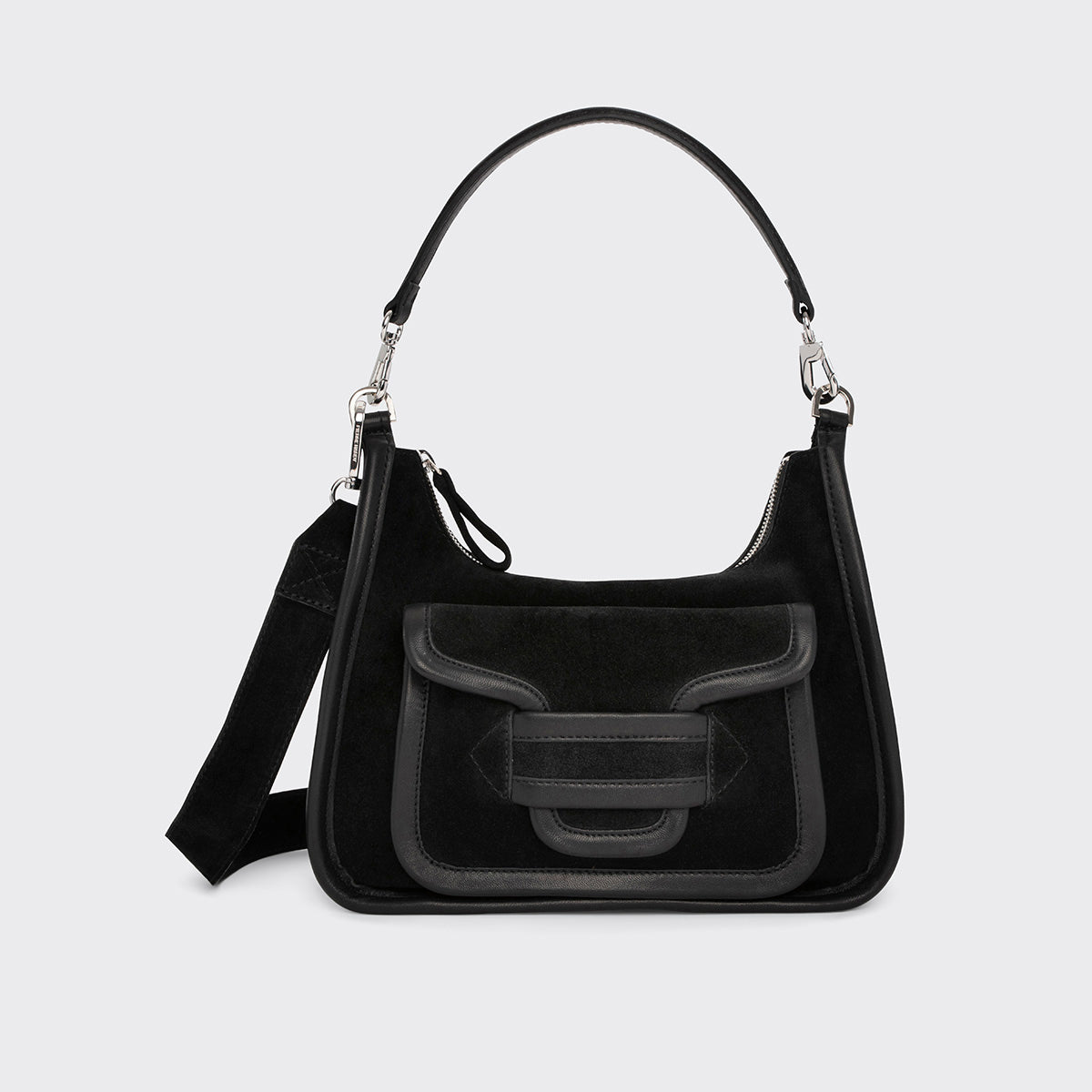 Pierre Hardy ALPHA DAY MISS BAG, black suede calfskin and black lambskin