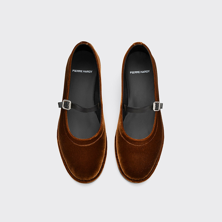 Pierre Hardy TRISH BALLERINA, black lambskin and camel suede, view 3