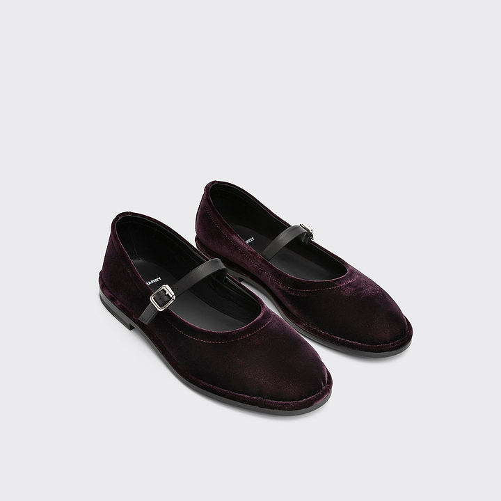 Pierre Hardy TRISH BALLERINA, black lambskin and plum suede, view 6