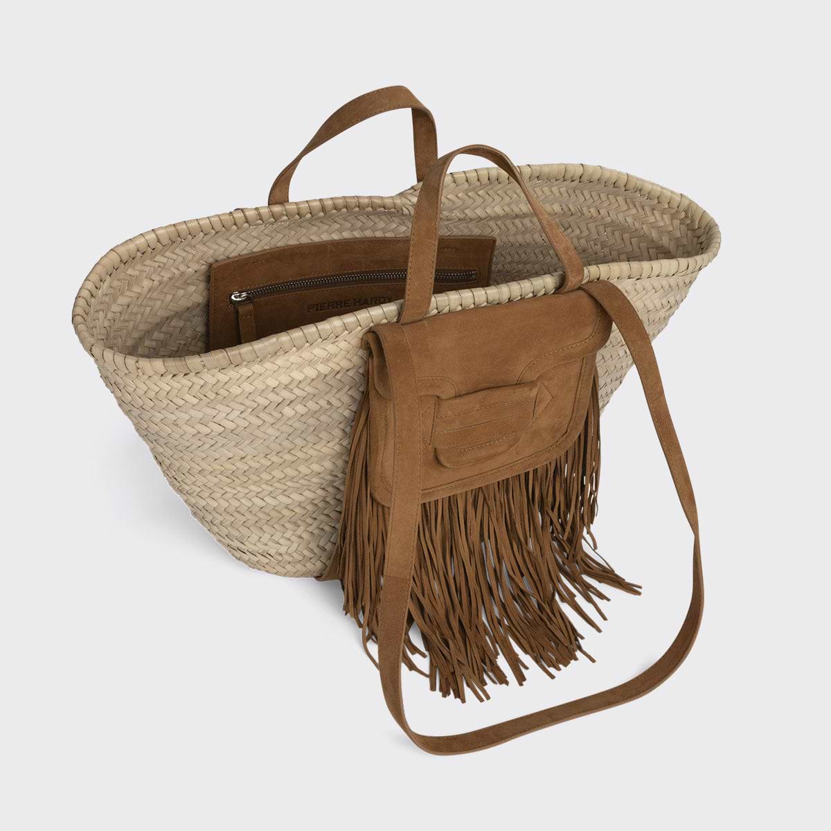 Pierre Hardy ALPHA BASKET RODEO, natural raffia and camel suede kidskin, view 5