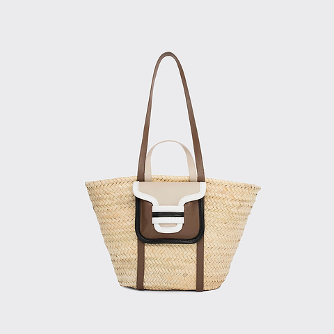 Pierre Hardy ALPHA BASKET, camel, off-white & black lambskin and white calfskin