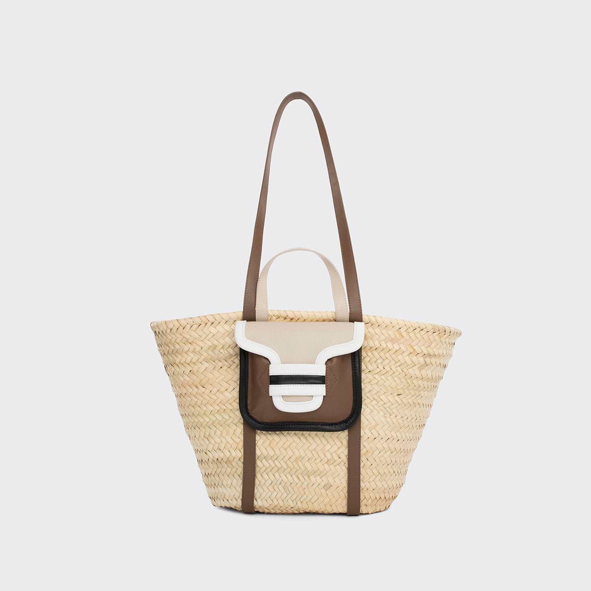 Pierre Hardy ALPHA BASKET, camel, off-white & black lambskin and white calfskin