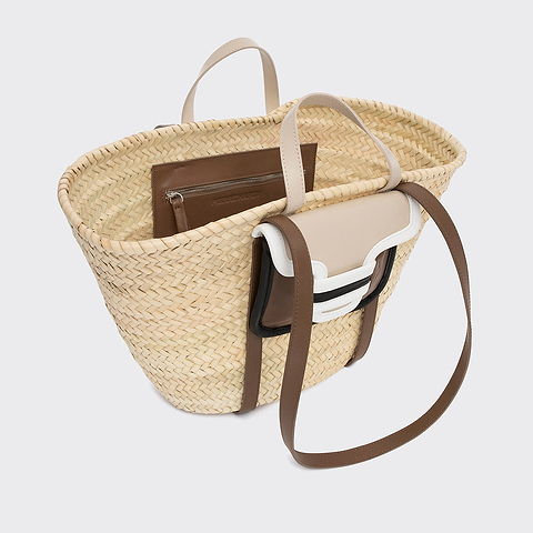Pierre Hardy ALPHA BASKET, camel, off-white & black lambskin and white calfskin, view 2