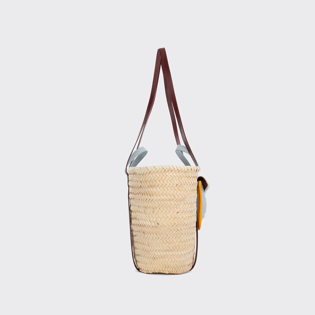Pierre Hardy ALPHA BASKET, light blue, sun & white calfskin and burgundy lambskin, view 3