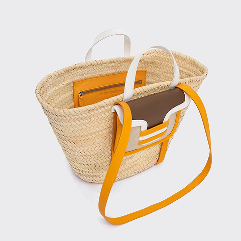 Pierre Hardy ALPHA BASKET, camel & off-white lambskin and sun & white calfskin, view 2