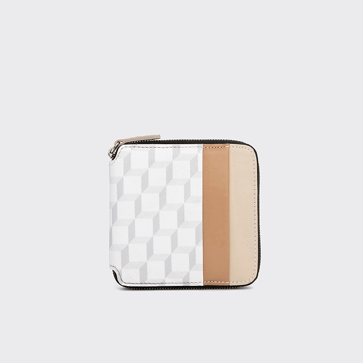 Pierre Hardy HONORÉ WALLET, white cube perspective coated canvas and cappuccino & off-white calfskin