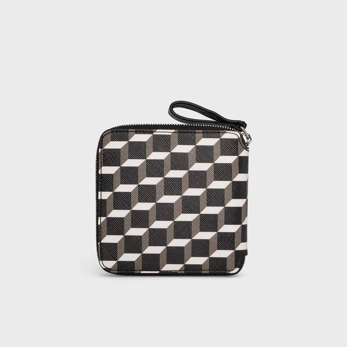 Pierre Hardy HONORÉ WALLET, cube coated canvas, white calfskin & black lambskin, view 3