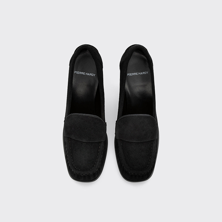 Pierre Hardy ROMY HEELED LOAFER, black suede calfskin, view 2