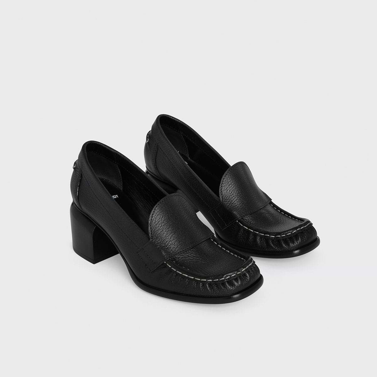 Pierre Hardy ROMY HEELED LOAFER, black grained kidskin, view 2