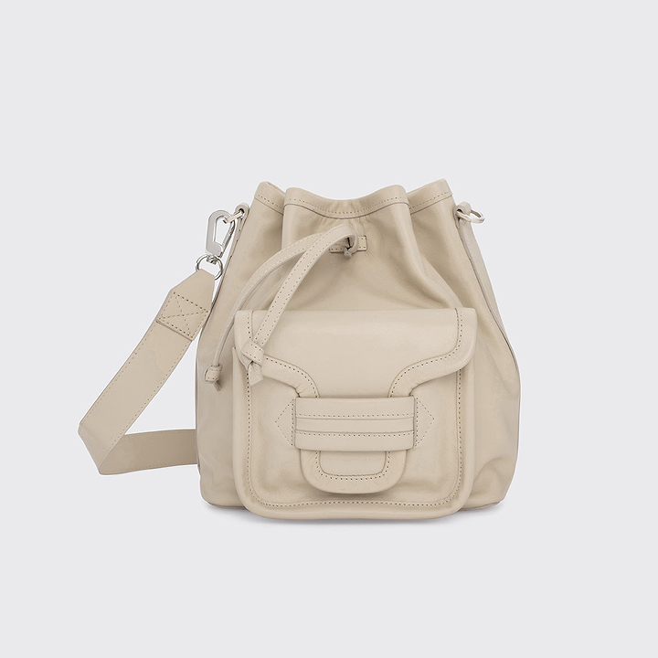 Pierre Hardy ALPHA DAY MAXI BUCKET BAG, off-white calfskin