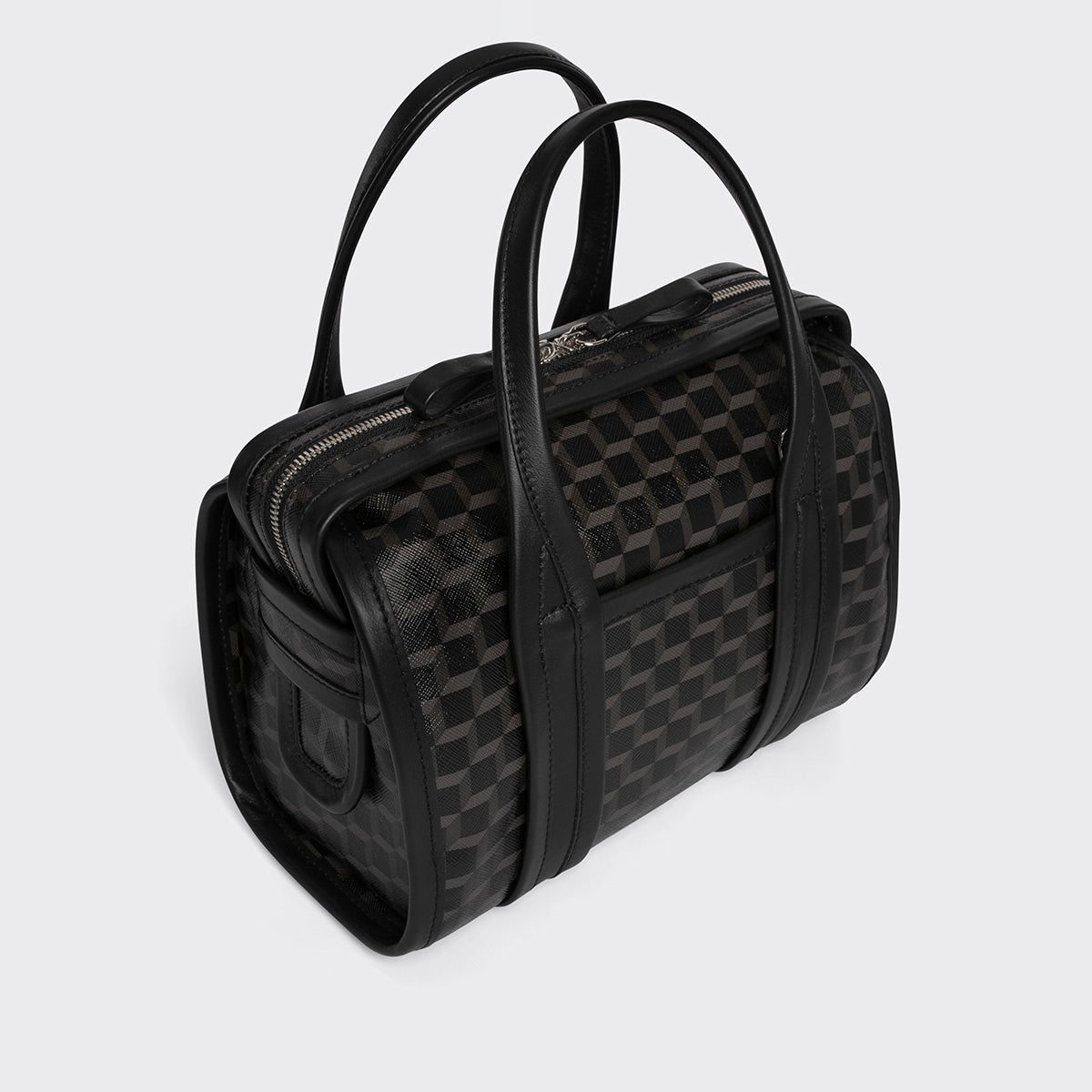 Pierre Hardy MINI CAB BAG, black perspective cube coated canvas and calfskin, view 5