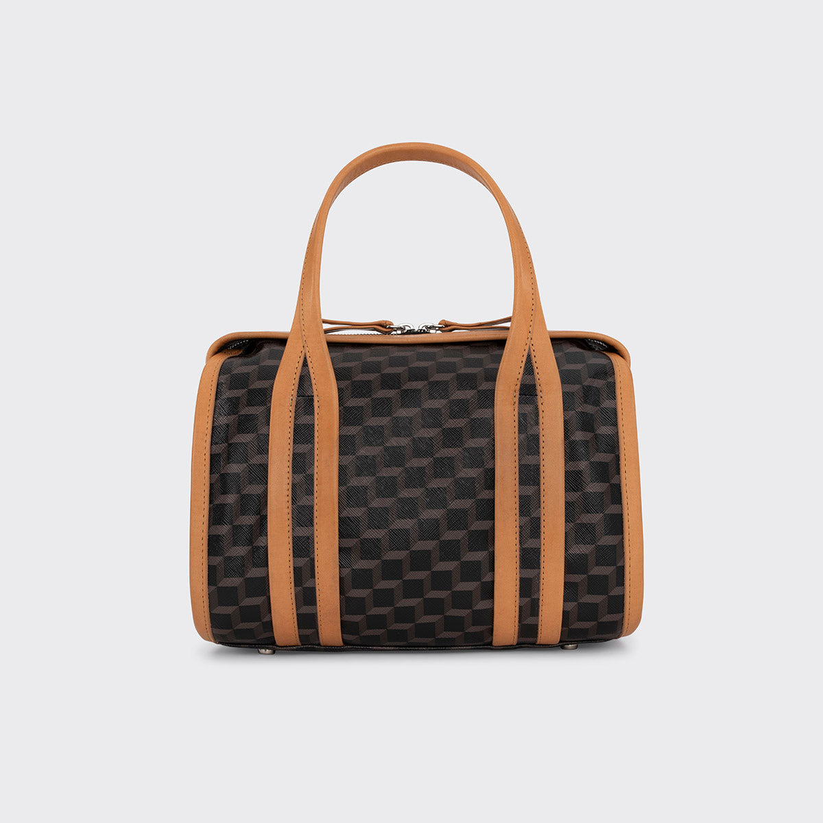 Pierre Hardy MINI CAB BAG, black perspective cube coated canvas and tan calfskin trims, view 8