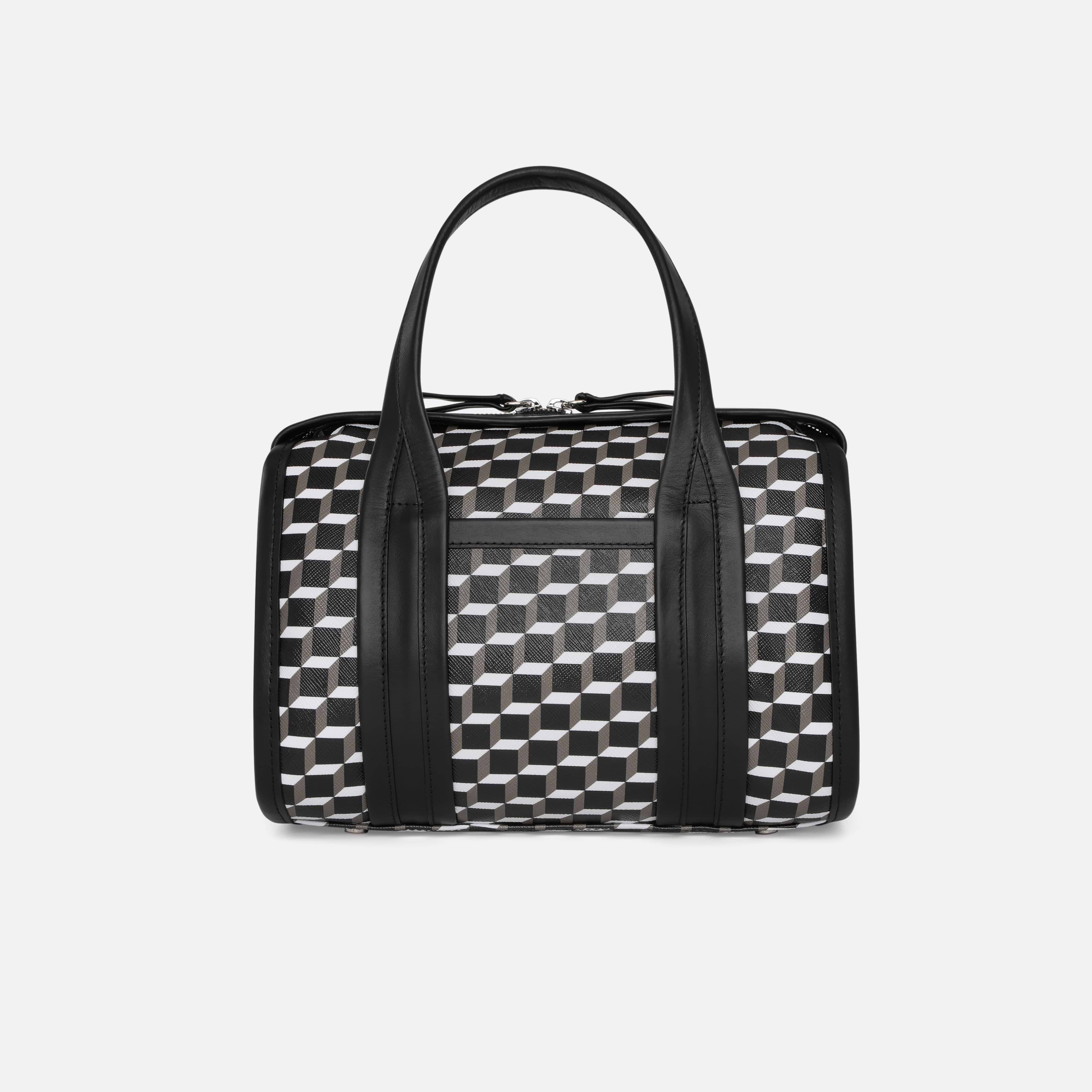 Pierre Hardy MINI CAB BAG, perspective cube coated canvas and black calfskin trims, view 6
