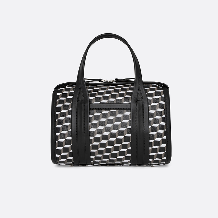 Pierre Hardy MINI CAB BAG, perspective cube coated canvas and black calfskin trims, view 6