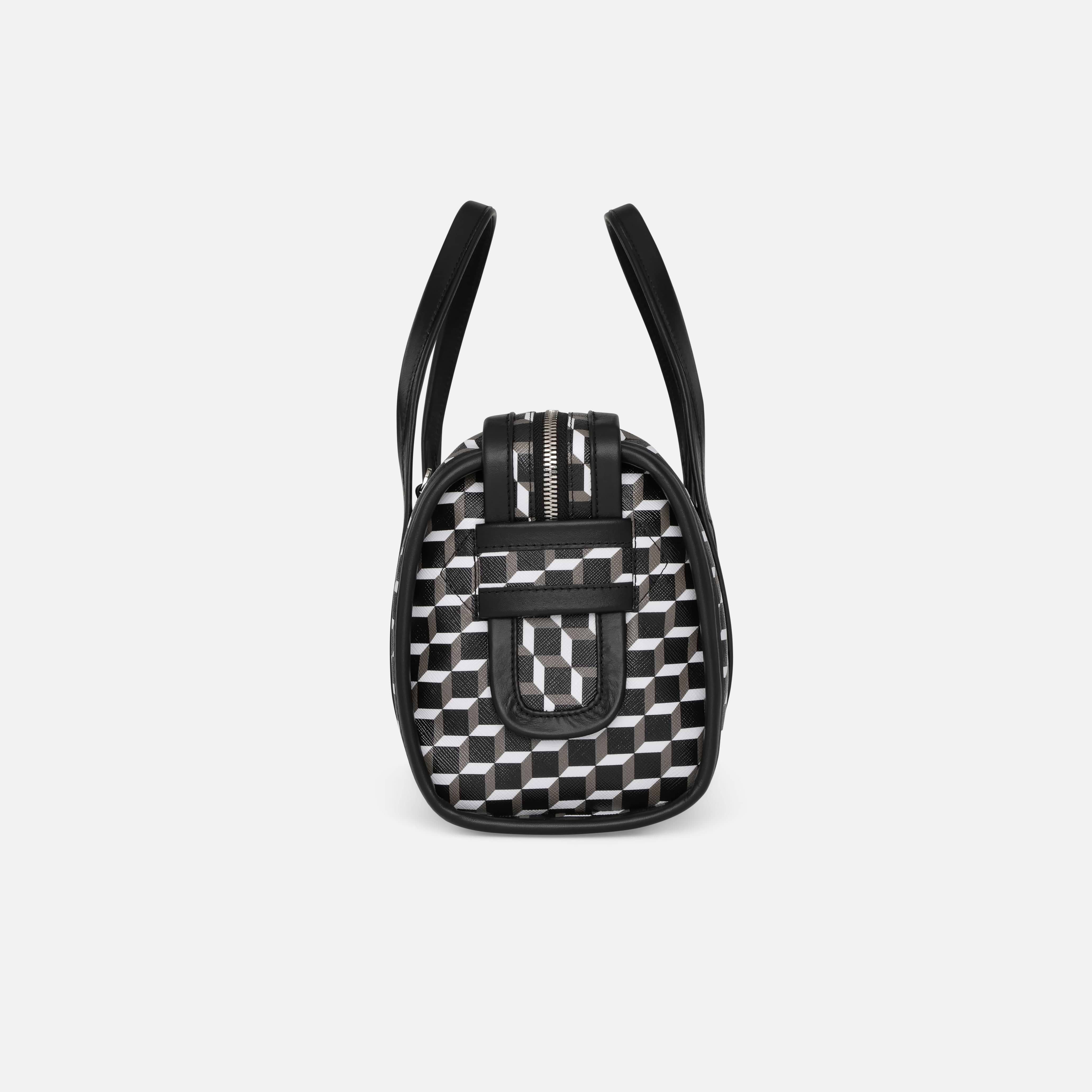 Pierre Hardy MINI CAB BAG, perspective cube coated canvas and black calfskin trims, view 3