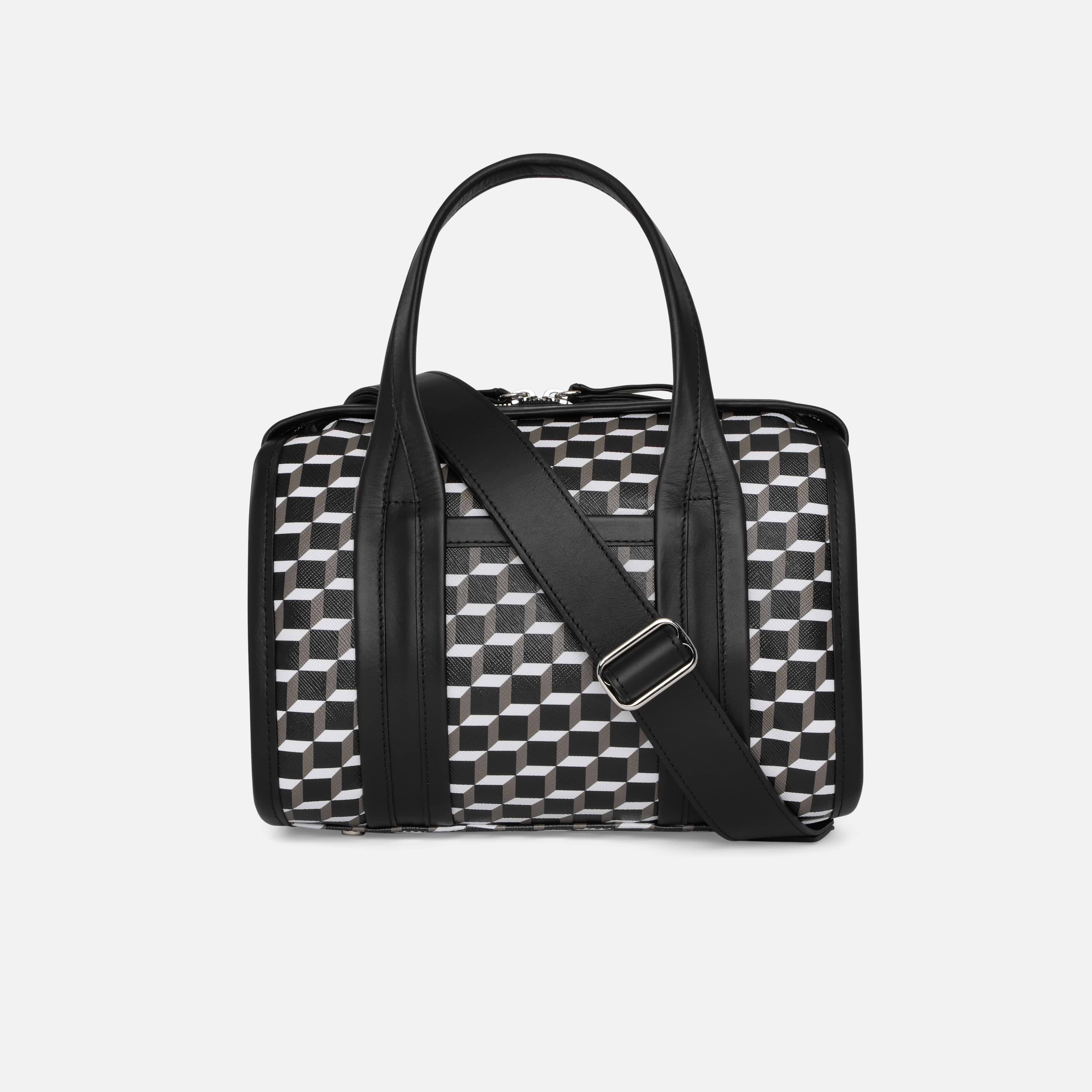 Pierre Hardy MINI CAB BAG, perspective cube coated canvas and black calfskin trims