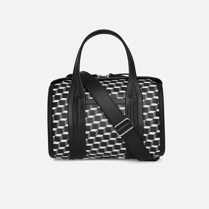 Pierre Hardy MINI CAB BAG, perspective cube coated canvas and black calfskin trims