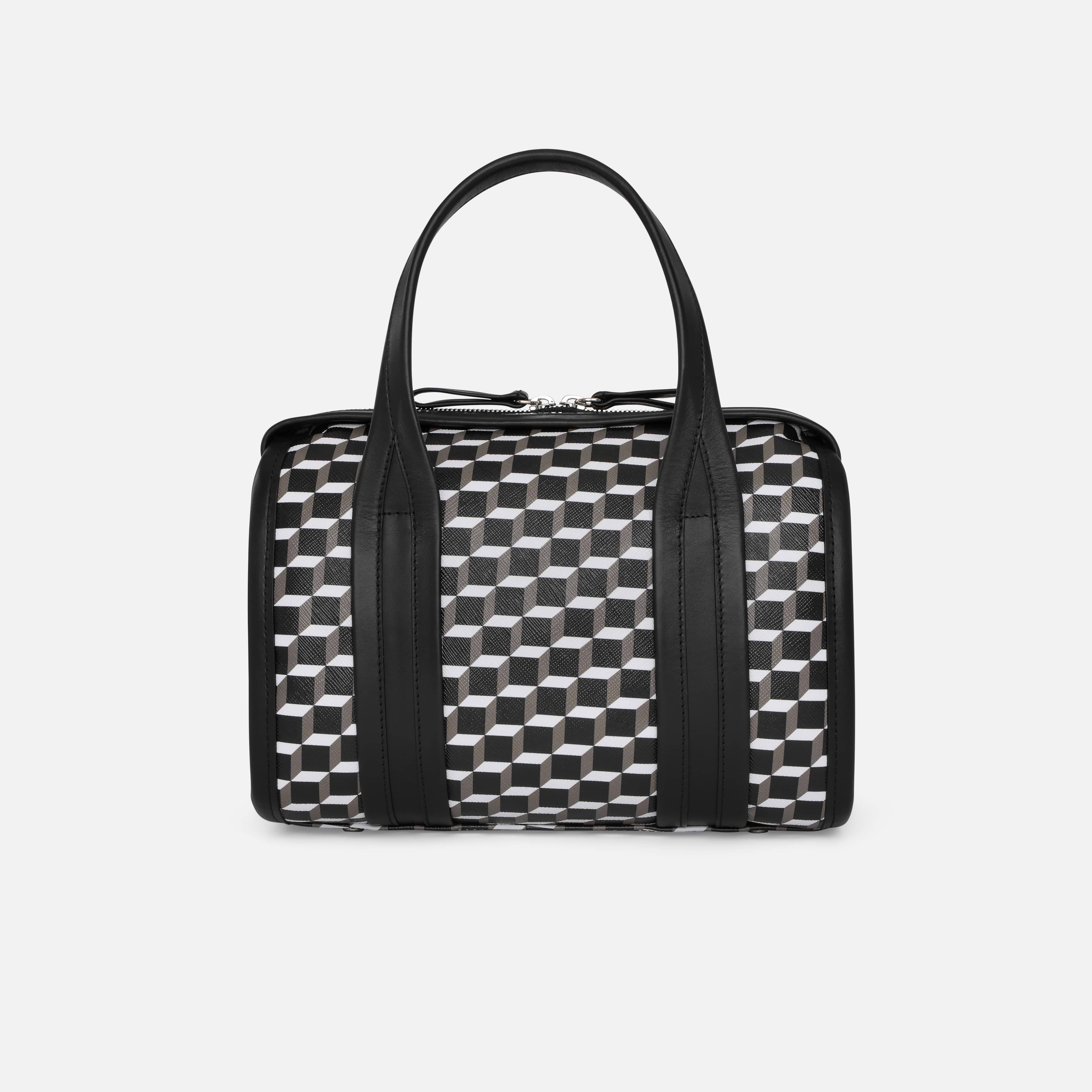 Pierre Hardy MINI CAB BAG, perspective cube coated canvas and black calfskin trims, view 7