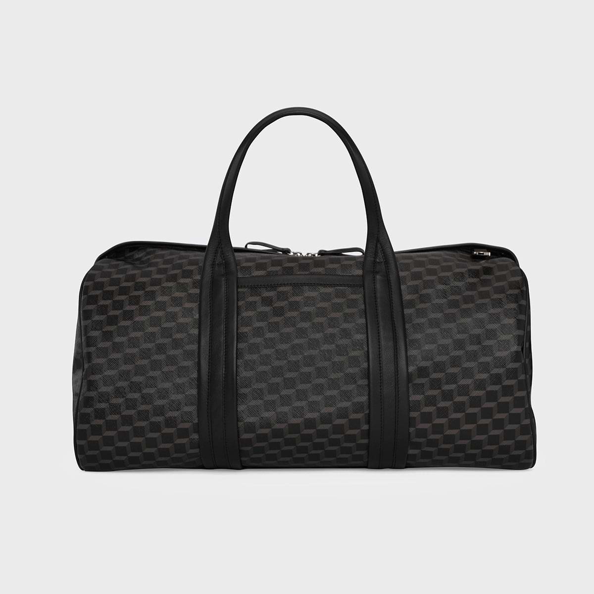 Pierre Hardy CAB TRAVEL BAG, black perpective cube coated canvas and black calfskin, view 2