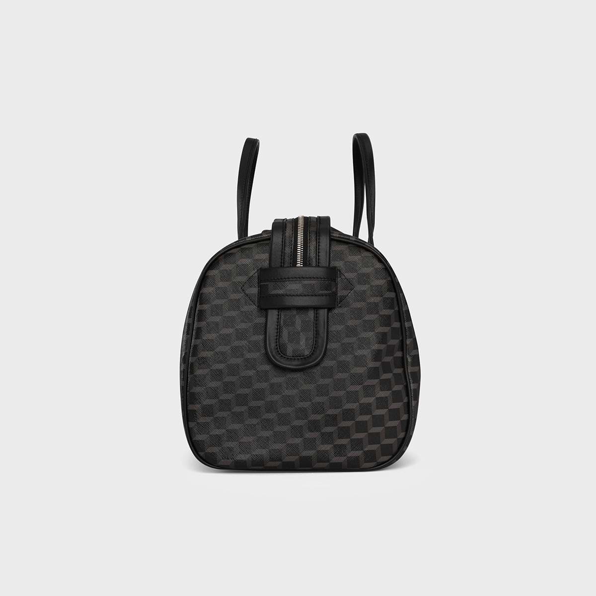 Pierre Hardy CAB TRAVEL BAG, black perpective cube coated canvas and black calfskin, view 4