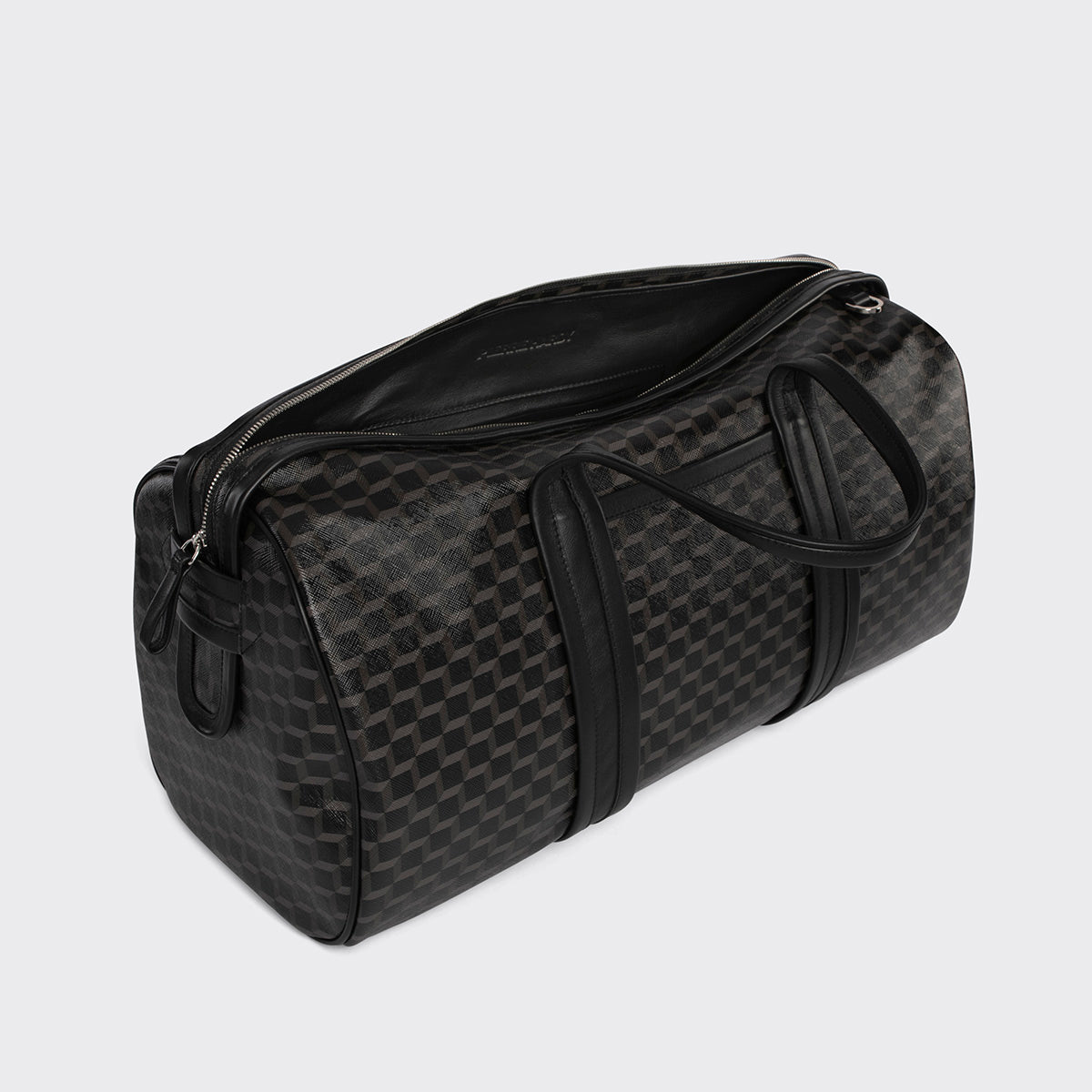 Pierre Hardy CAB TRAVEL BAG, black perpective cube coated canvas and black calfskin, view 5