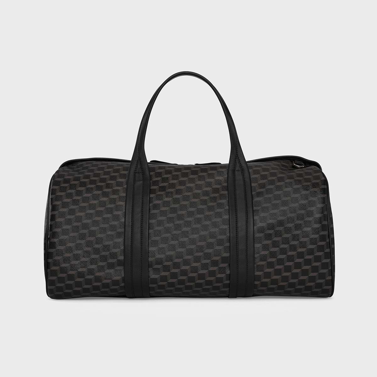 Pierre Hardy CAB TRAVEL BAG, black perpective cube coated canvas and black calfskin, view 6