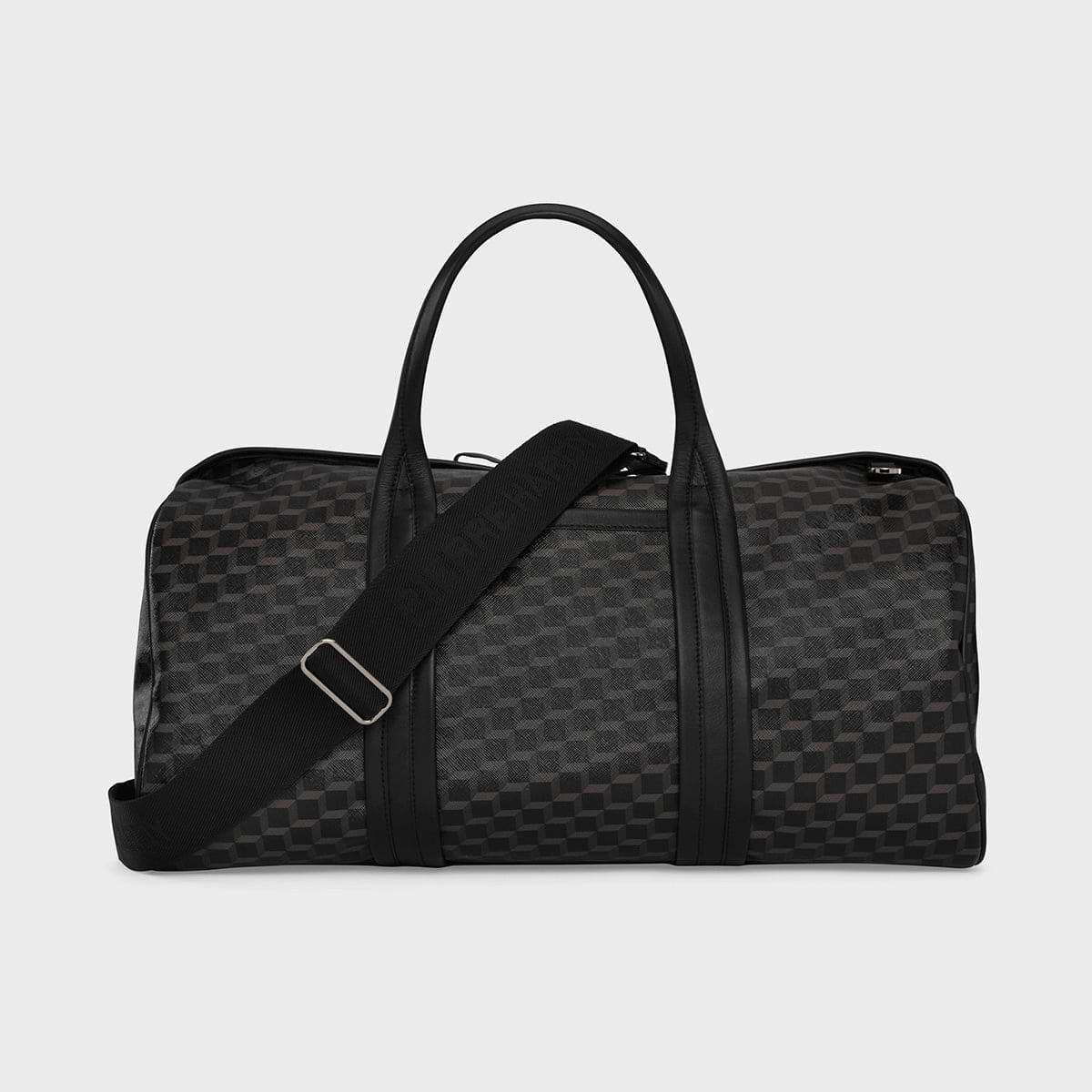 Pierre Hardy CAB TRAVEL BAG, black perpective cube coated canvas and black calfskin