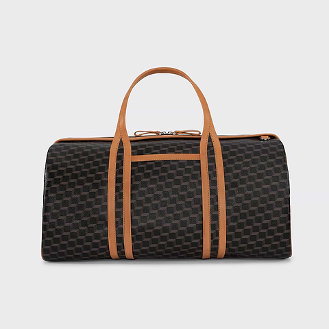 Pierre Hardy CAB TRAVEL BAG, black perspective cube coated canvas and tan calfskin trims, view 2
