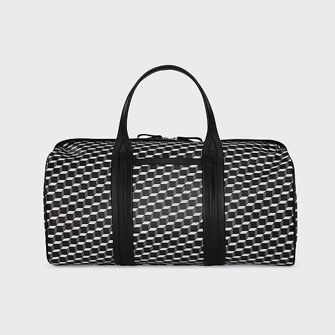 Pierre Hardy CAB TRAVEL BAG, perpective cube coated canvas and black calfskin, view 2