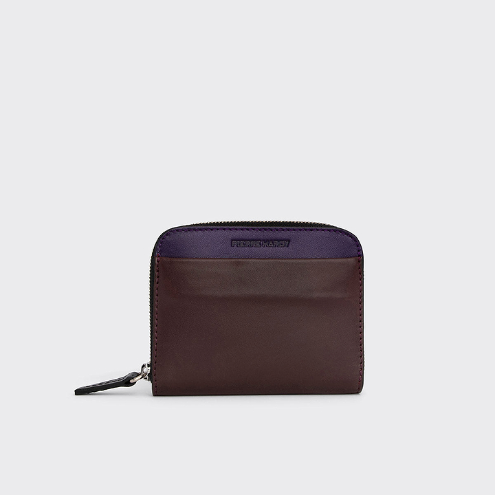 Pierre Hardy GINZA COIN PURSE, burgundy lambskin and plum calfskin